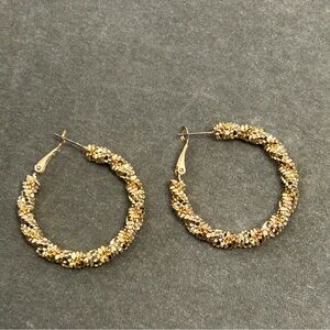 gold-toned twisted hoop earrings